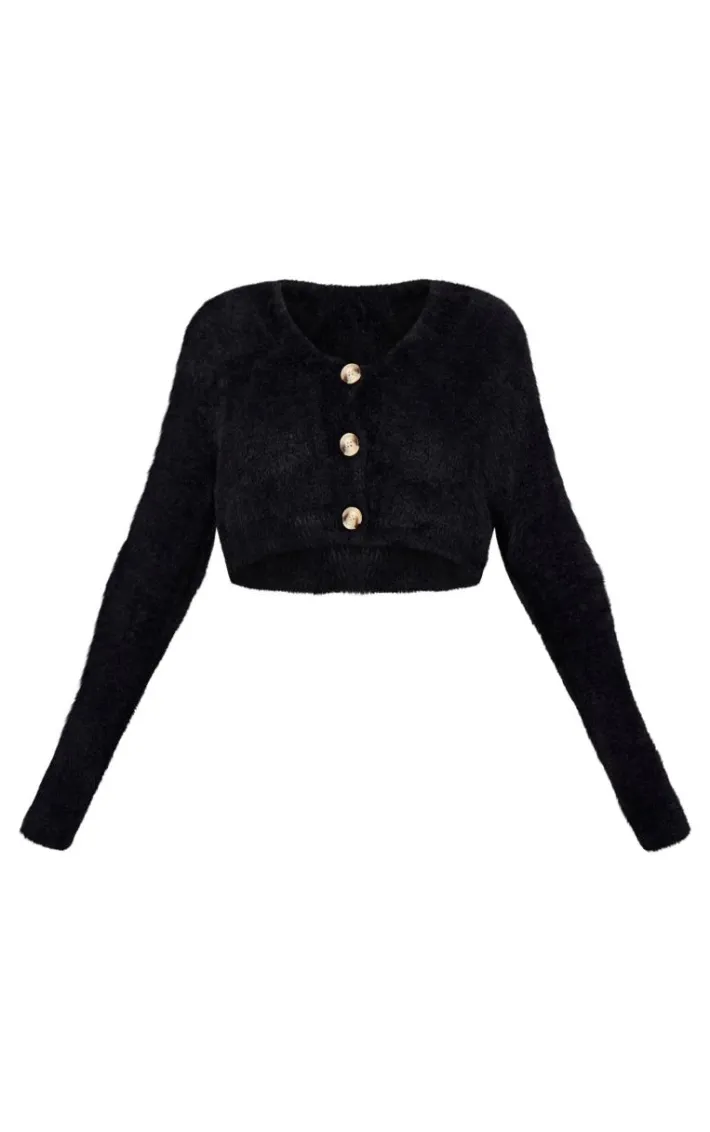 Black Eyelash Knit Cardigan