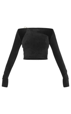 Black Eyelash Knit Shrug And Top Set