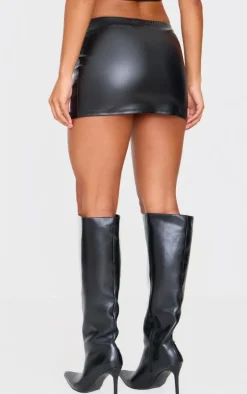 Black Faux Leather Mirco Mini Skirt