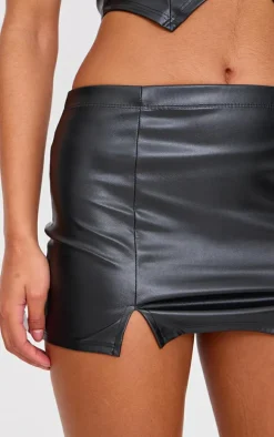 Black Faux Leather Mirco Mini Skirt