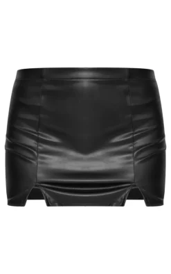 Black Faux Leather Mirco Mini Skirt
