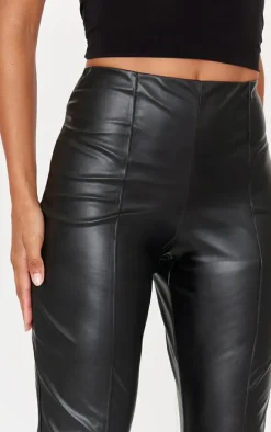 Black Faux Leather Pintuck Detail Leggings