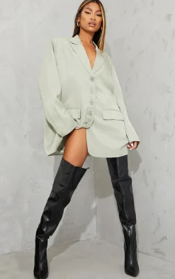 Black Faux Leather Pointed High Heel Over The Knee Boots