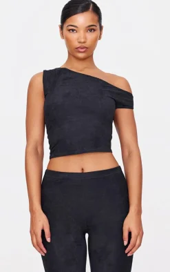 Black Faux Suede Capri Pants