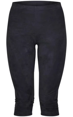 Black Faux Suede Capri Pants