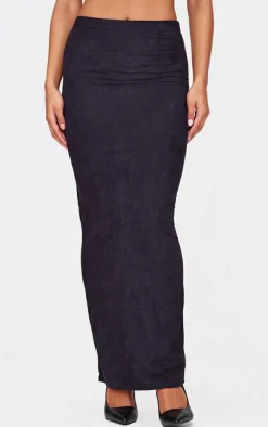 Black Faux Suede Midaxi Skirt