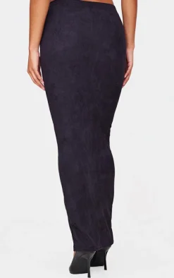 Black Faux Suede Midaxi Skirt