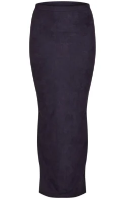 Black Faux Suede Midaxi Skirt