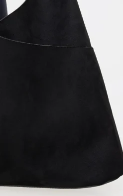 Black Faux Suede Slouchy Tote