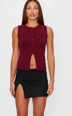 Black Faux Suede Split Hem A Line Mini Skirt