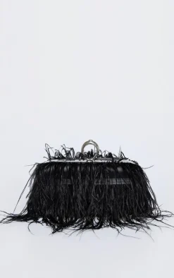 Black Feather Clutch