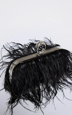 Black Feather Clutch
