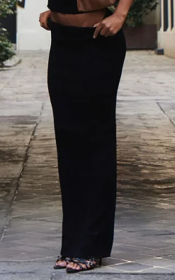 Black Fine Knit Maxi Skirt