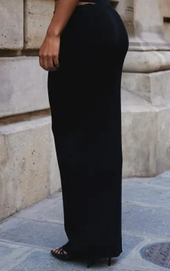 Black Fine Knit Maxi Skirt