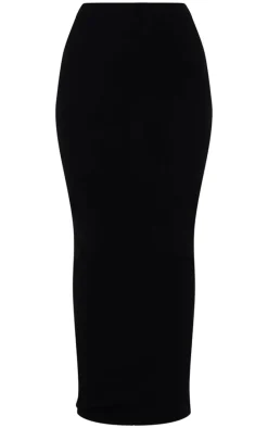 Black Fine Knit Maxi Skirt