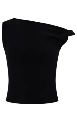 Black Fine Knit Twist Neck Vest Top