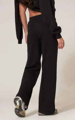 Black Flared Split Hem Sweatpants