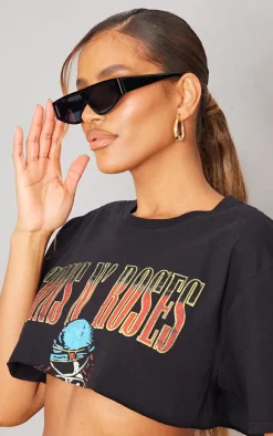 Black Flat Top Slim Visor Sunglasses