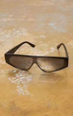 Black Flat Top Slim Visor Sunglasses