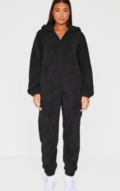 Black Fleece Teddy Ears Onesie