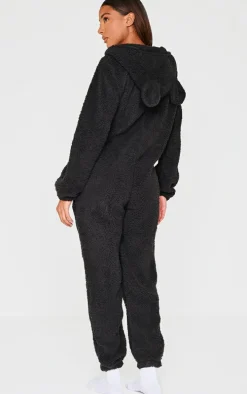Black Fleece Teddy Ears Onesie