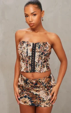 Black Floral Jacquard Micro Mini Skirt