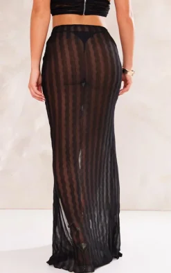 Black Flower Detail Maxi Skirt