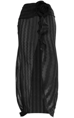 Black Flower Detail Maxi Skirt