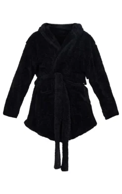 Black Fluffy Bath Robe