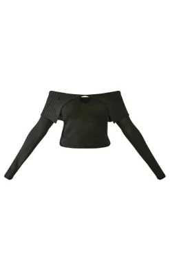 Black Fold Over Key Hole Knit Sweater