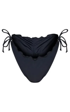 Black Frill Edge Ruched Back Bikini Bottoms