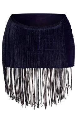 Black Fringe Mini Beach Skirt