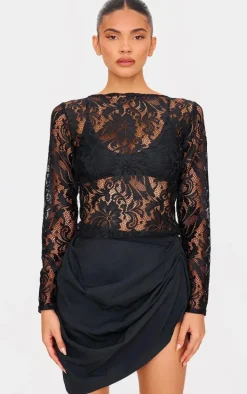 Black Gathered Mini Skirt