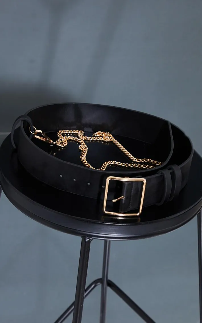 Black Gold Chain Waist Belt
