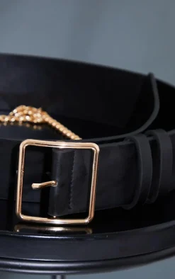 Black Gold Chain Waist Belt
