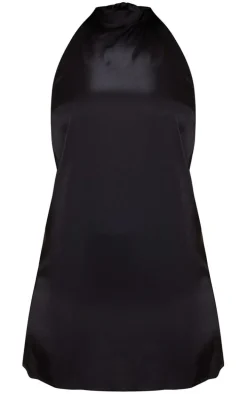 Black Halterneck Satin Bodycon Dress