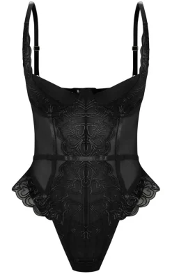 Black Heart Embroidered Lace Body