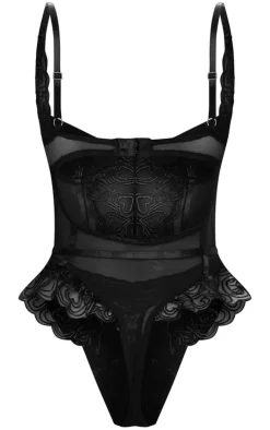 Black Heart Embroidered Lace Body