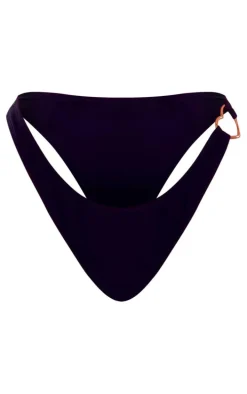 Black Heart Trim High Leg Bikini Bottoms
