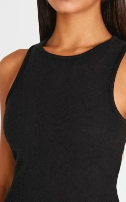Black Heavy Rib Racer Sleeveless Maxi Dress