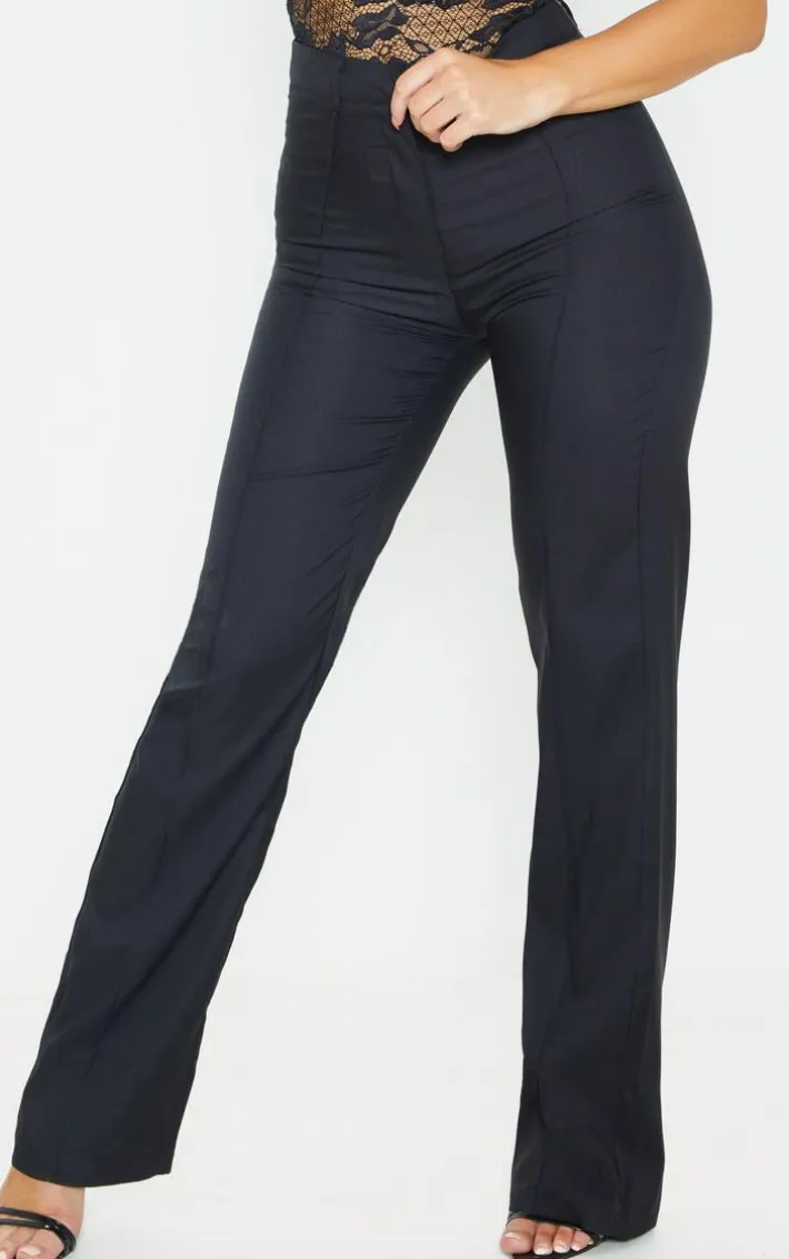 Black High Waisted Straight Leg Pants