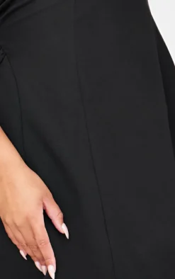 Black Hip Pleated Shift Dress