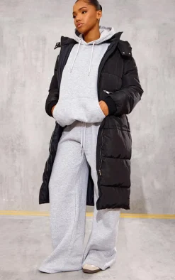Black Hooded Maxi Puffer Coat