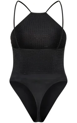 Black Hot Fix Cross Back Bodysuit