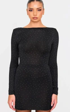 Black Hot Fix Mini Dress