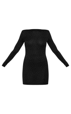 Black Hot Fix Mini Dress