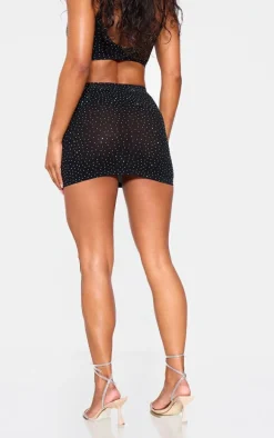 Black Hot Fix Seamless Mini Skirt