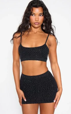 Black Hot Fix Seamless Mini Skirt