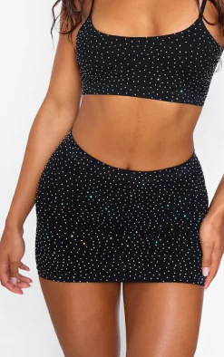 Black Hot Fix Seamless Mini Skirt