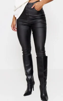 Black Hourglass Coated Skinny Jeans